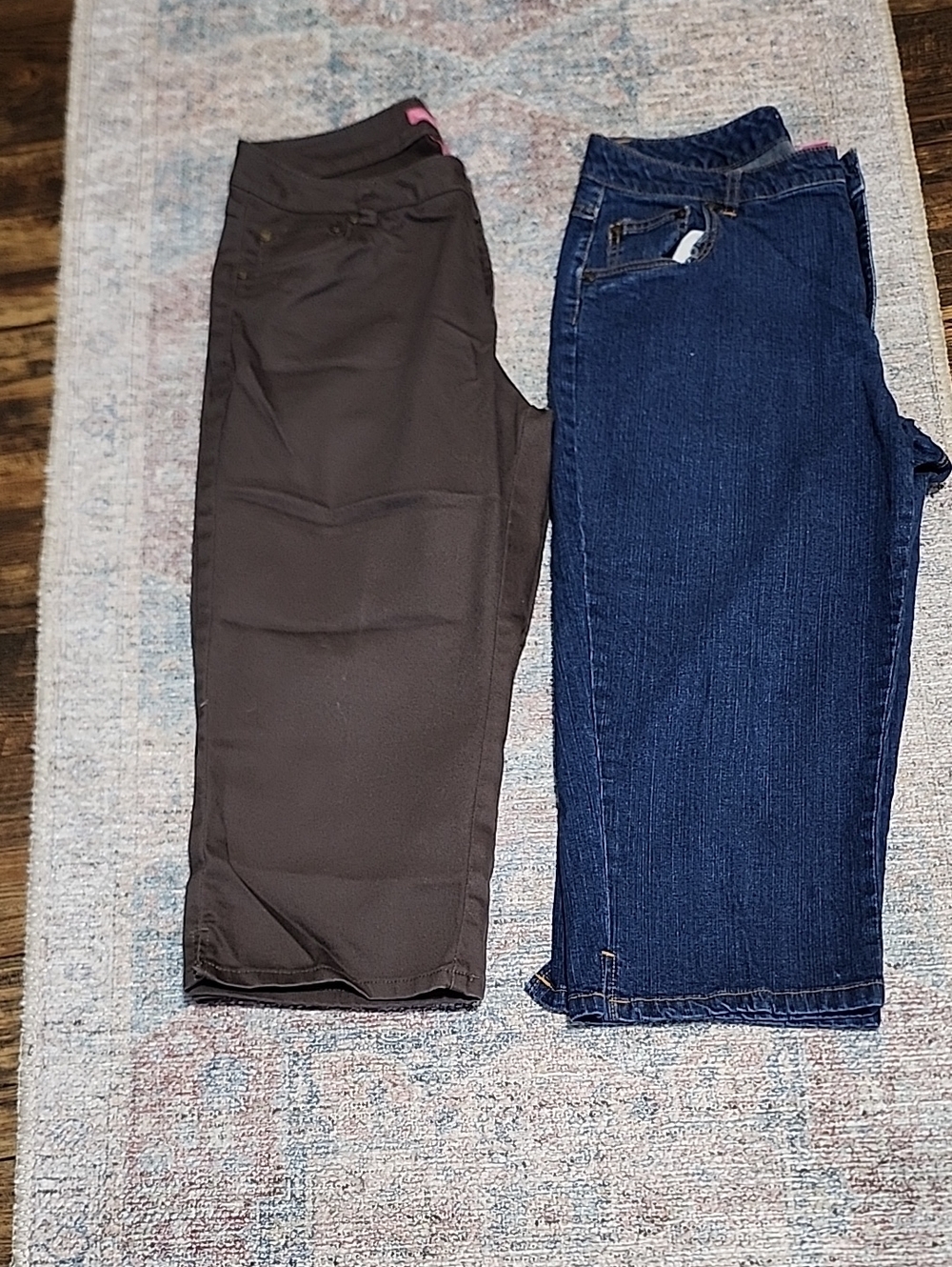 2 Pair Woman Within Straight Leg Jeans Duo - Brown and Dark Blue
